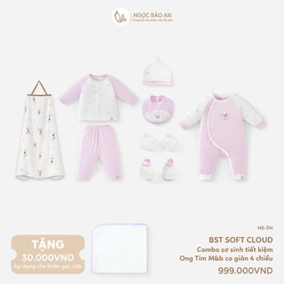 [M&B] Combo sơ sinh tiết kiệm (0-3M) Viscose co giãn 4 chiều mềm mại, thoáng mát, an toàn cho da bé.