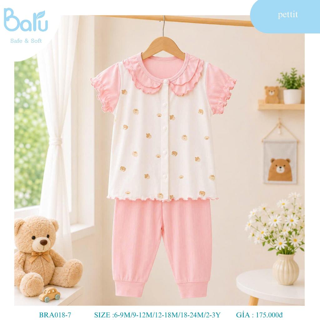 Bộ cài giữa cộc tay quần dài  bé gái BRA018-7