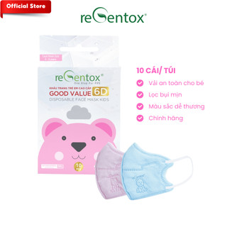 Khẩu Trang 6D Trẻ Em Táo Gấu Goodvalue Regentox-KT001 Kháng Khuẩn Cho Bé 0-6 Tuổi Mềm Mịn Ôm Mặt Hộp 10 Cái