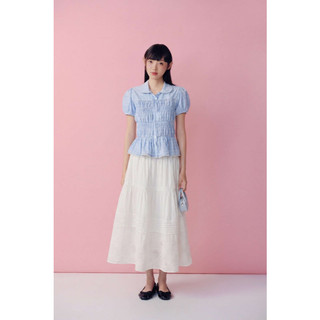 Chân váy OLV White Tiered Maxi Skirt phù hợp mùa hè đi chơi đi biển