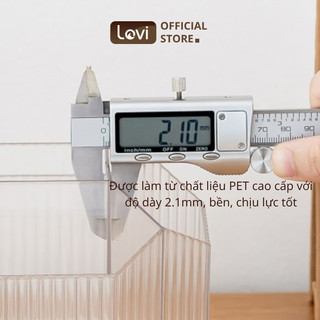Ống Đựng Bút Trong Suốt LoviOffice 3830 Có Đế Xoay 360 Độ - Hộp Cắm Bút Nhựa Dày Dặn 5 Ngăn Tiện Lợi