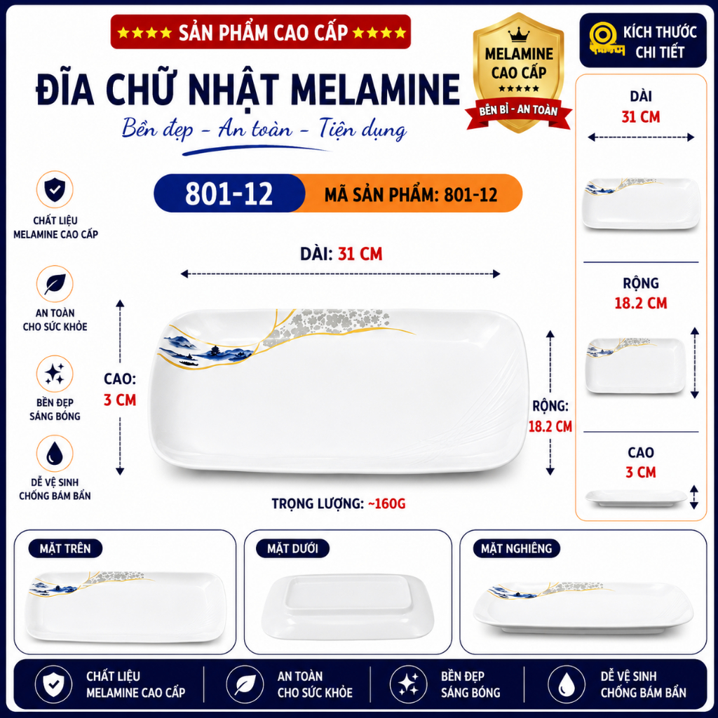 ĐĨA  801-12 MELAMINE A8 CAO CẤP – PHONG CÁCH PHƯƠNG ĐÔNG SANG TRỌNG