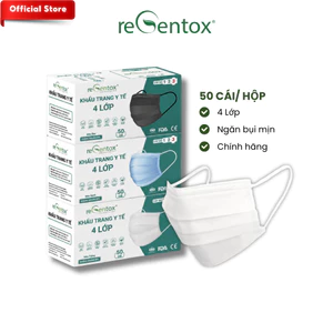 Hộp Khẩu Trang Y Tế 4 Lớp Cao Cấp Regentox Chống Thấm, Lọc Bụi, Kháng Khuẩn 50 Cái/Hộp