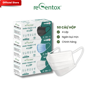 Hộp Khẩu Trang Y Tế 4 Lớp Cao Cấp Regentox Chống Thấm, Lọc Bụi, Kháng Khuẩn 50 Cái/Hộp