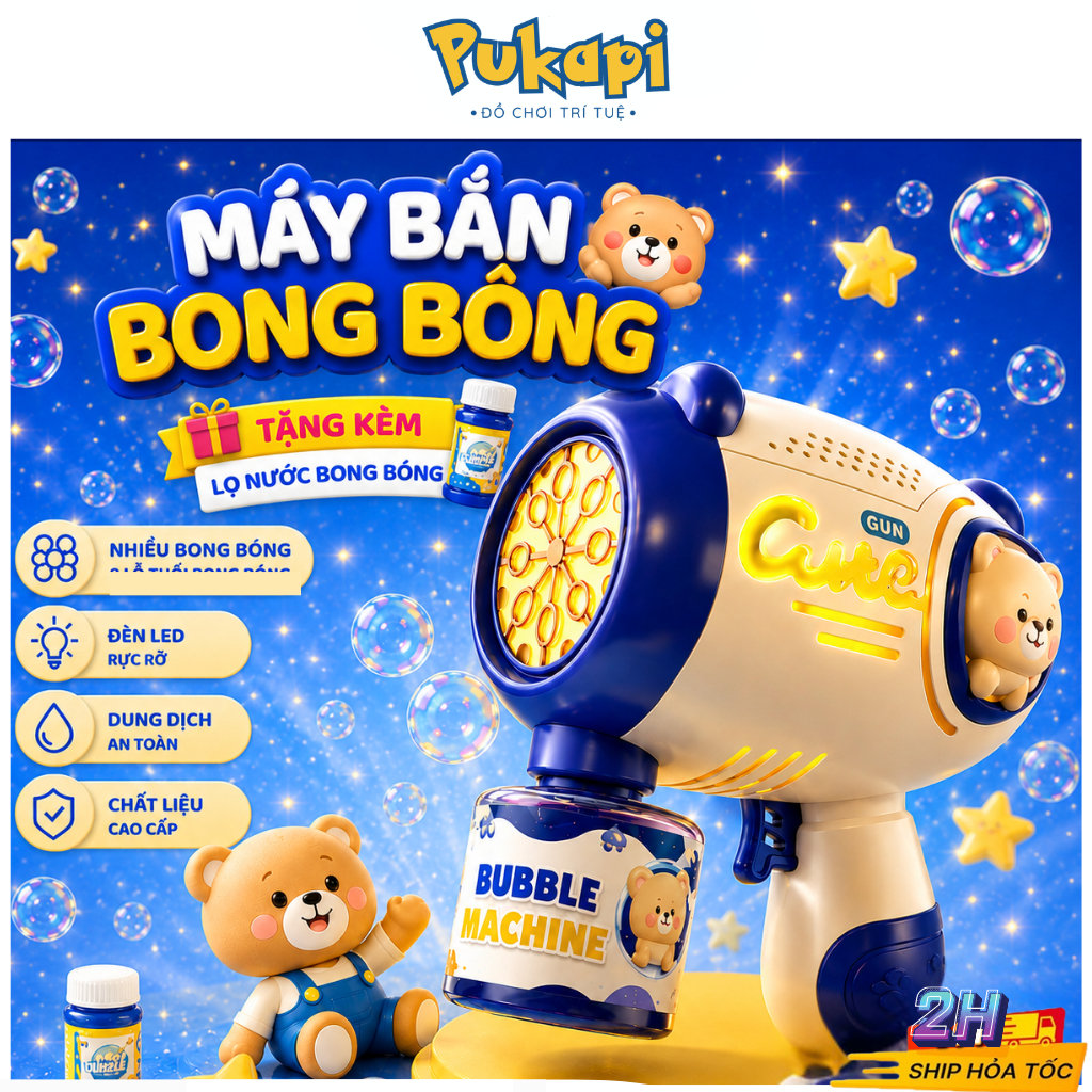 Súng Bong Bóng Xà Phòng Máy Bắn Bong Bóng Thổi Bong Bóng Xà Phòng Súng Bắng Phun Bong Bóng - Đồ Chơi Cho Bé PUKAPI