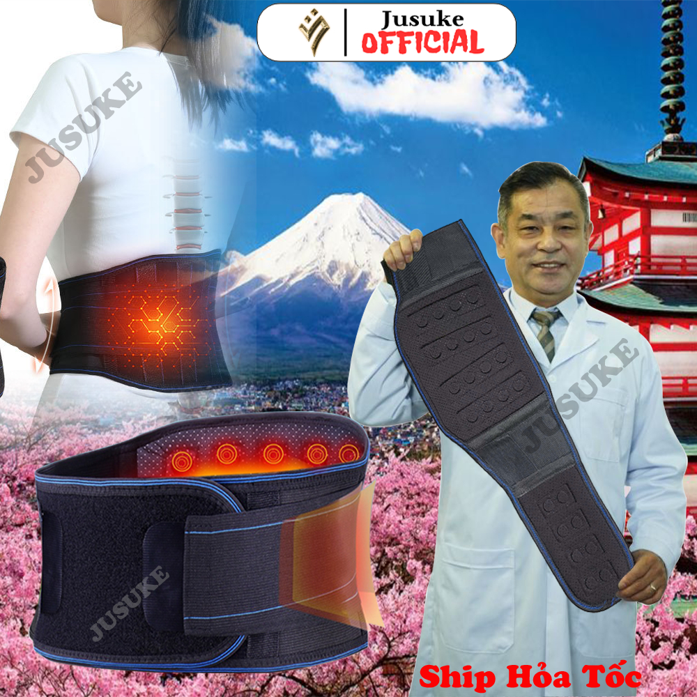 Đai tự làm nóng JUSUKE hỗ trợ cột sống giảm đau lưng thoái hóa thoát vị đĩa đêm bảo hành 1 năm