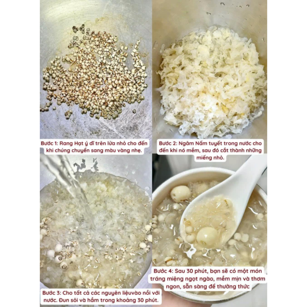 Nấm Tuyết Khô Nguyên Bông Loại 1 Không Vỡ, Hút Chân Không Nở Dai Giòn