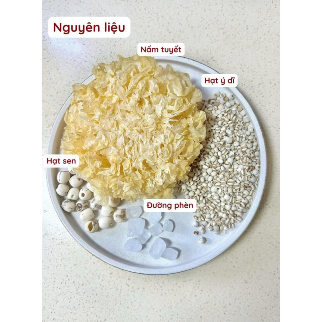 Nấm Tuyết Khô Nguyên Bông Loại 1 Không Vỡ, Hút Chân Không Nở Dai Giòn