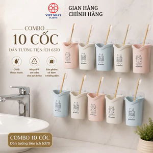 Combo 10 Cốc nhựa dán tường hokori đựng đồ có lỗ thoát nước.