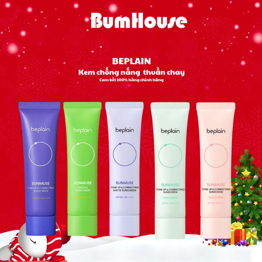 Kem Chống Nắng Beplain Sunmuse Tone Up & Correcting/ Sunmuse Mineral/ Matte/Peach Pink/Mild Green Sunscreen SPF50+ 50ml