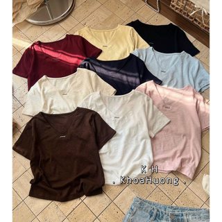 Áo thun xước mềm cổ gập cộc co giãn