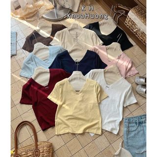 Áo thun xước mềm cổ gập cộc co giãn
