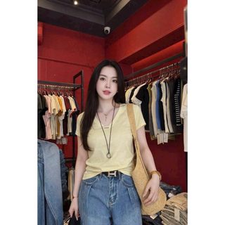 Áo thun xước mềm cổ gập cộc co giãn