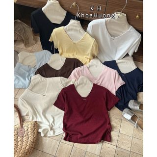 Áo thun xước mềm cổ gập cộc co giãn