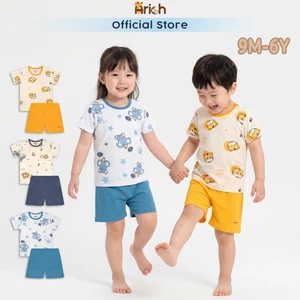 Bộ cộc tay Asbaby Animal, vải poly cool mềm, mát cho bé trai, bé gái size 9 tháng đến 6 tuổi