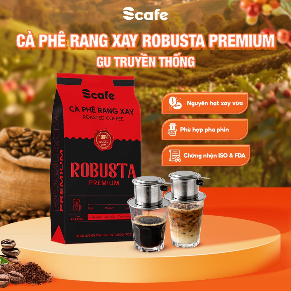 Cà Phê Mộc Rang Xay Gu Truyền Thống - 100% Robusta Rang Đậm Nguyên Chất Scafe Việt Nam