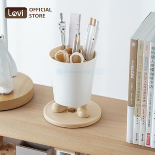 Ống Đựng Bút Xoay 360 Độ LoviOffice 3882 - Ống Cắm Bút 4 Ngăn Để Bàn Nhựa PP Cao Cấp Decor Bàn Học Tiện Lợi