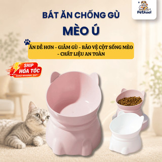 Bát ăn chống gù cho mèo chó nhựa PP an toàn, bảo vệ cột sống mèo ú Pet Kool