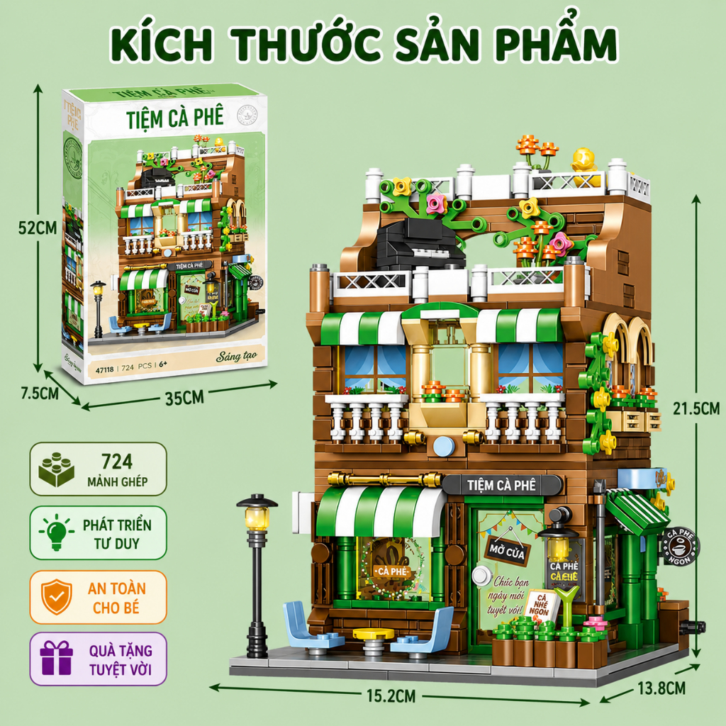 Bộ Đồ Chơi Lắp Ghép Mô Hình Nhà Phố Mini City 4 Mẫu Cao Cấp Cho Bé