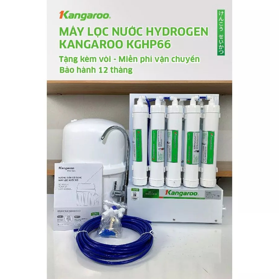 Máy Lọc Nước RO KGHP66 Hydrogen Kangaroo Chính Hãng 9 Lõi Lọc Bảo Hành 2 Năm Toàn Quốc Để Gầm Bếp