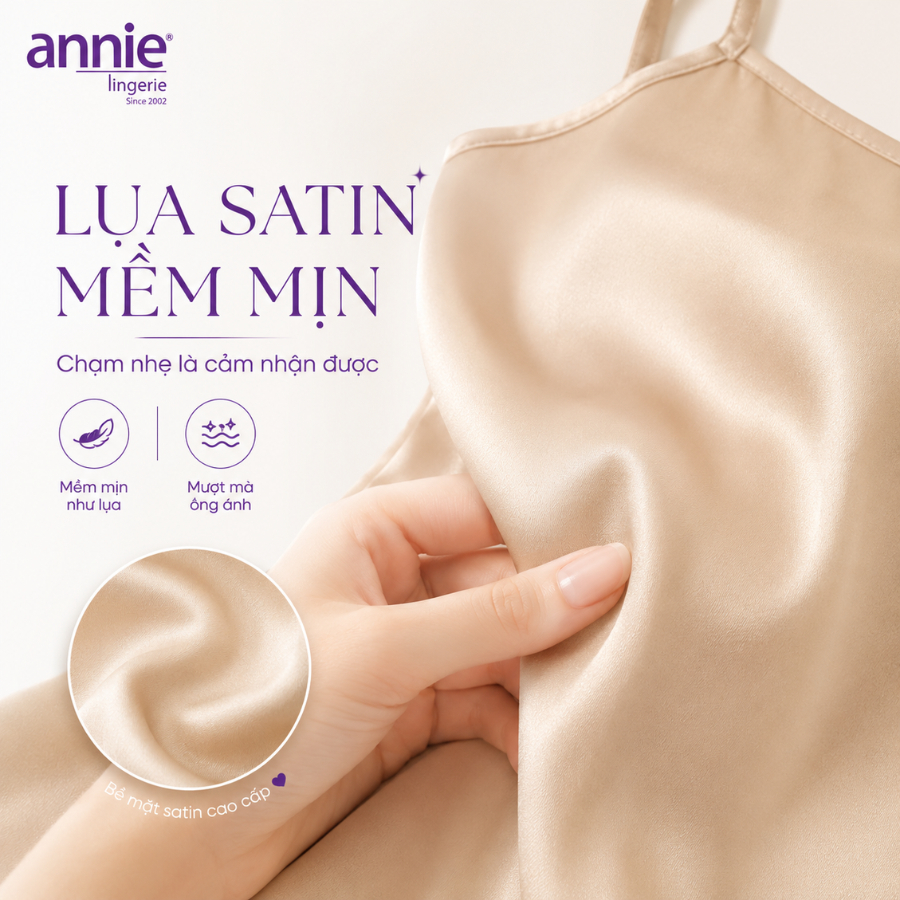 Áo Hai Dây Lụa Satin annie Cổ Ngang 6047 Mặc Trong Vest Sang Chảnh, Mềm Mịn Thoáng Mát Dễ Phối Đồ