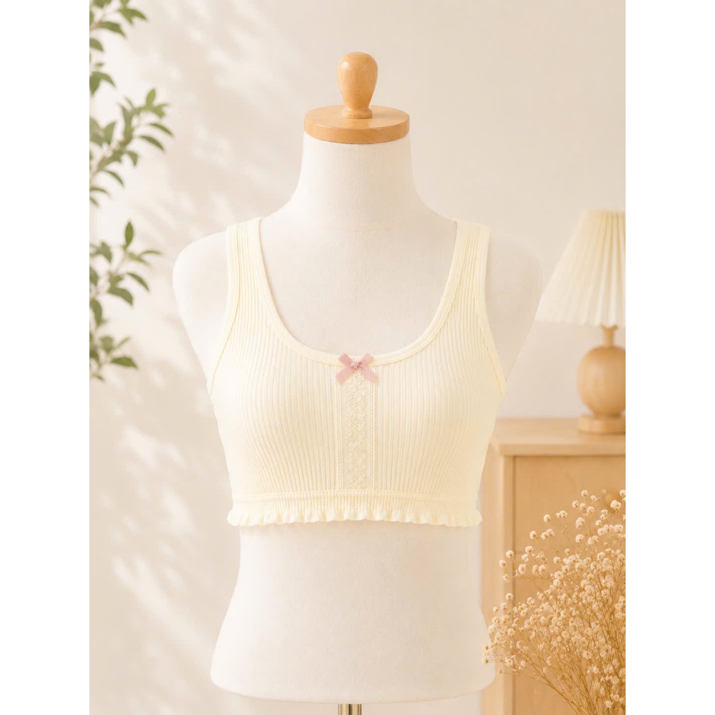 Áo Lót Lá Bé Gái Cotton Mềm Mại Thoáng Khí Không Gọng Dành Cho Tuổi Dậy Thì [4022#]