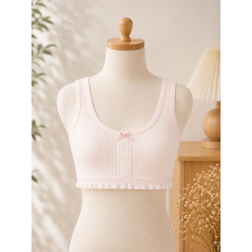 Áo Lót Lá Bé Gái Cotton Mềm Mại Thoáng Khí Không Gọng Dành Cho Tuổi Dậy Thì [4022#]