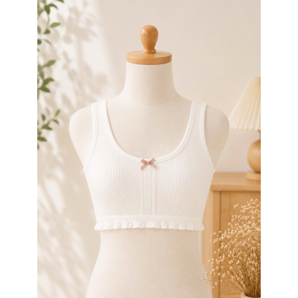 Áo Lót Lá Bé Gái Cotton Mềm Mại Thoáng Khí Không Gọng Dành Cho Tuổi Dậy Thì [4022#]