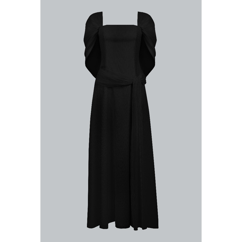Đầm Party 2 Dây Tà Vắt Bung 1P02.2605, Đầm Dài Dự Tiệc Dáng Suông Rũ Nhẹ Thiết Kế Draping Sang Trọng, Váy Tiểu Thư By JM