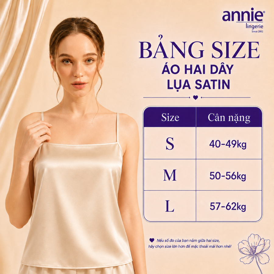 Áo Hai Dây Lụa Satin annie Cổ Ngang 6047 Mặc Trong Vest Sang Chảnh, Mềm Mịn Thoáng Mát Dễ Phối Đồ