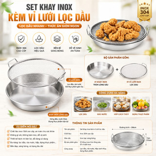 Set Vỉ Lưới Lọc Dầu Inox 304 Cao Cấp - Dụng Cụ Lọc Và Đựng Thực Phẩm Tiện Lợi, Bền Đẹp, Dễ Vệ Sinh