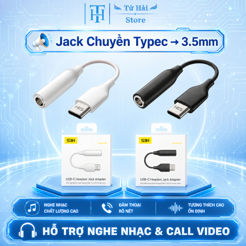 (J08) Cáp Chuyển Đổi Type C sang 3.5mm Hãng SBH, Jack chuyển đổi tai nghe kết nối ổn định