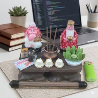 Bàn Thờ Thần Tài Mini ChiBi  Bàn Thờ Để Bàn Thờ Để Bàn Làm Việc. Bàn Thờ MiNi Để Bàn