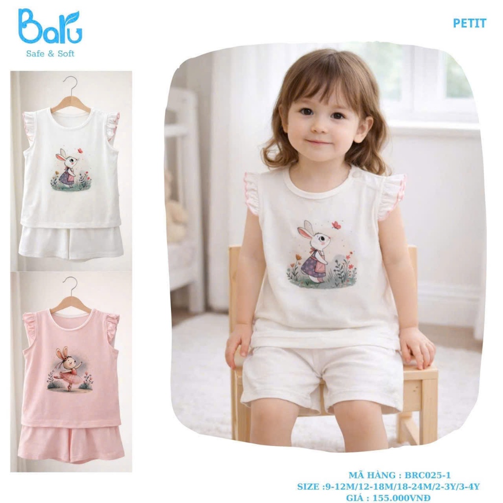 Bộ sát nách quần đùi bé gái BRC025-1