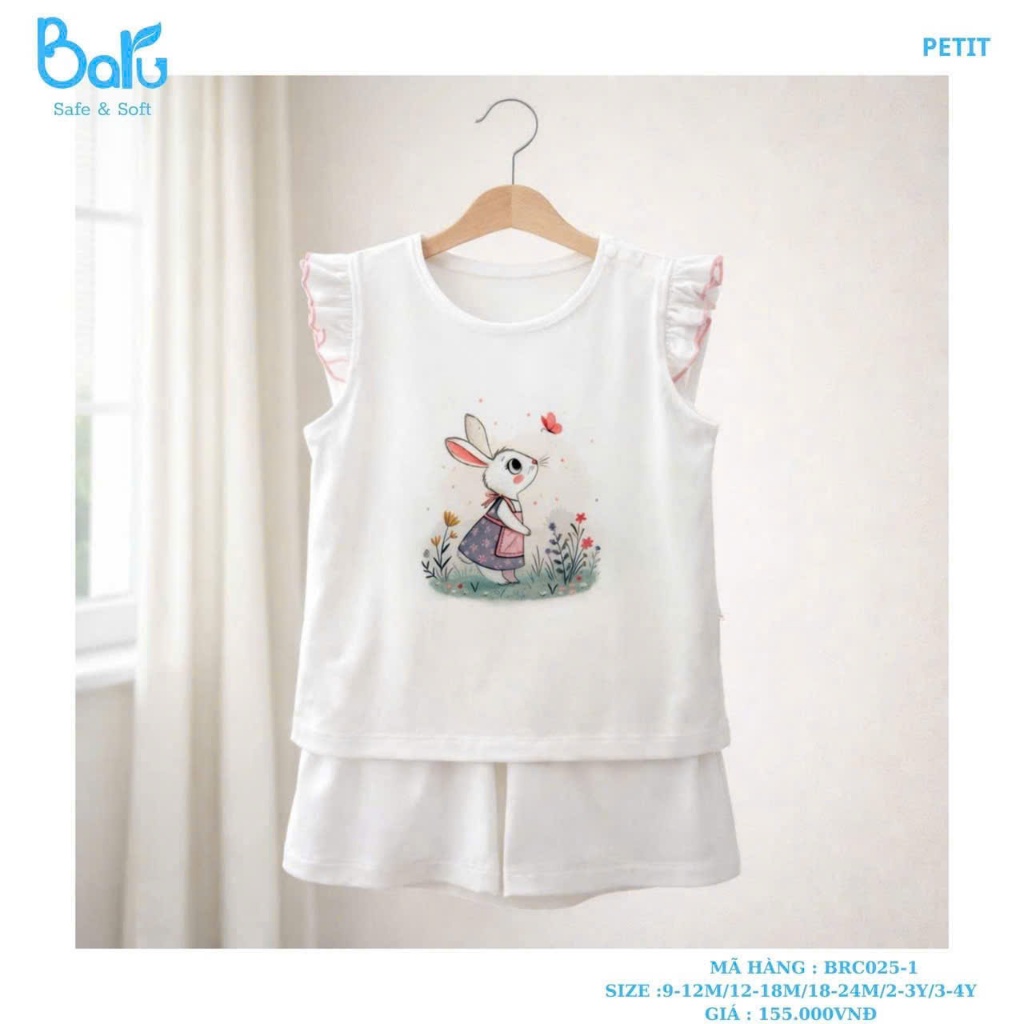 Bộ sát nách quần đùi bé gái BRC025-1