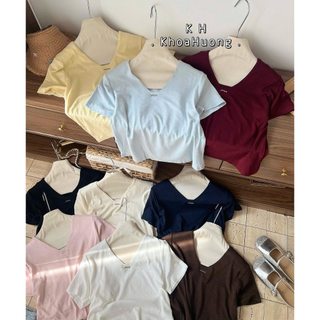 Áo thun xước mềm cổ gập cộc co giãn