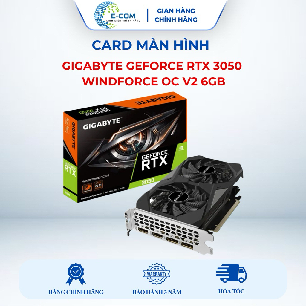 Card màn hình VGA GIGABYTE GeForce RTX 3050 WINDFORCE OC 6G N3050WF2OC