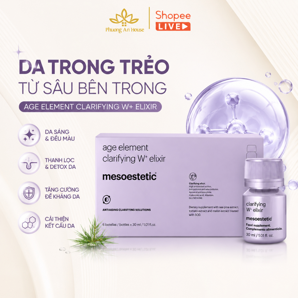 Nước uống trắng da Mesoestetic Ultimate W+ Whitening Elixir