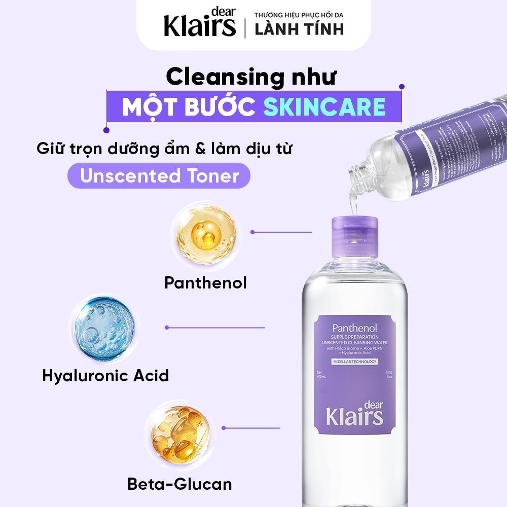[HOT DEAL] Nước tẩy trang Dear Klairs Supple Preparation Unscented Cleansing Water 400ml