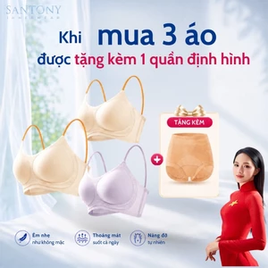 Bộ 3 TIẾT KIỆM Áo Ngực Không Gọng SANTONY - Mút Lỗ Thoáng Khí Không Lộ Viền Khi Mặc Áo Ôm, Mỏng 12D Hè Siêu Thoáng Mát