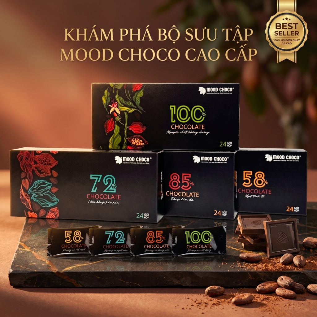 Combo 5 Hộp Socola Đen & Matcha Nguyên Chất MOOD CHOCO Mix Vị Cao Cấp Làm Quà Tặng