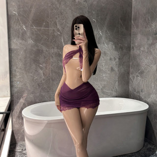 Váy Ngủ Ren Sexy DN81 Cổ Yếm Xuyên Thấu Ôm Body Tôn Dáng Quyến Rũ