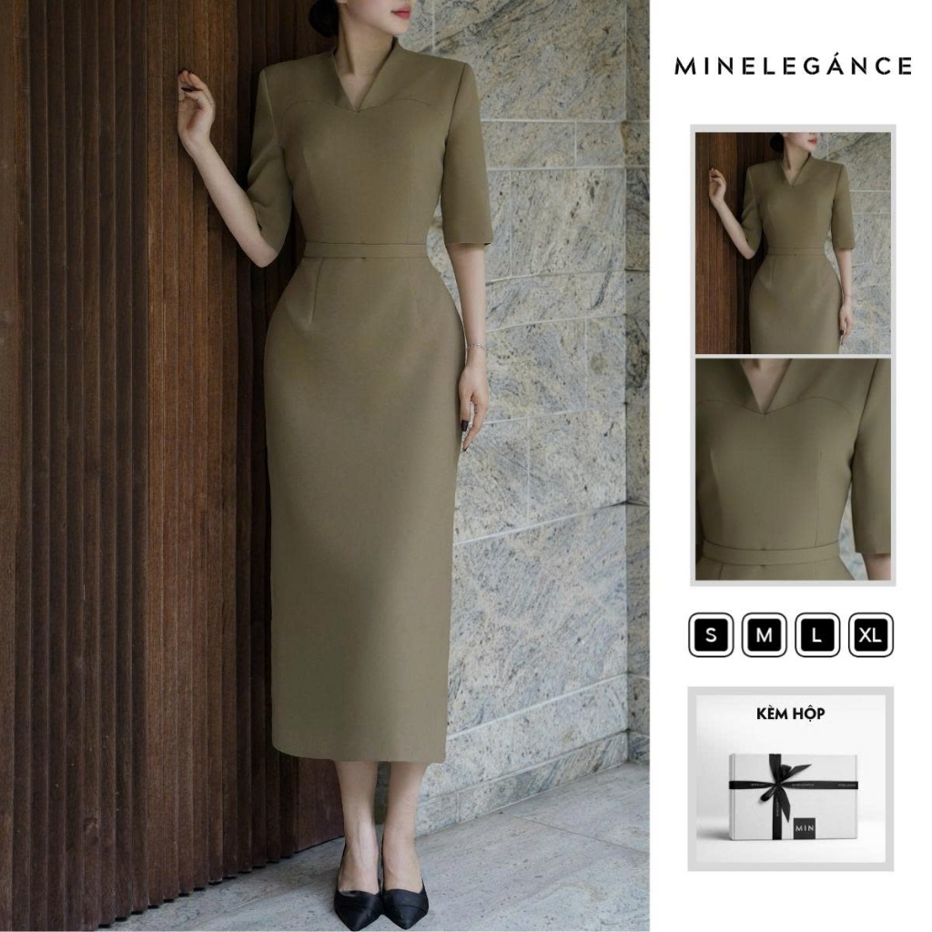 MINELEGÁNCE | VÁY CỔ TIM DÁNG DÀI, SANG TRỌNG, THANH LỊCH - MIN78