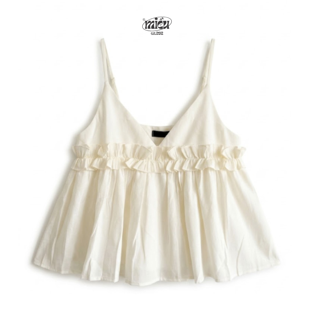 Áo kiểu hai dây babydoll Bisel Miều Est.2013 chất vải tơ hàn nhẹ nhàng thoáng mát