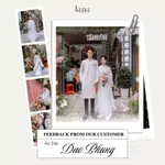 Áo dài cách tân Dao Phụng 6 tà vải ren hoa chìm phối tằm óng nhẹ mịn xẻ tà phối cúc ngọc thủ công - SD398  LANA DESIGN — ảnh 7