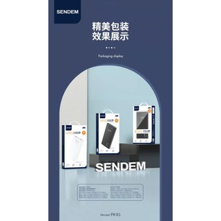 Pin dự phòng Sendem PK81 10000mah USB-A Output 2.1A, input TypeC / MicroUSB