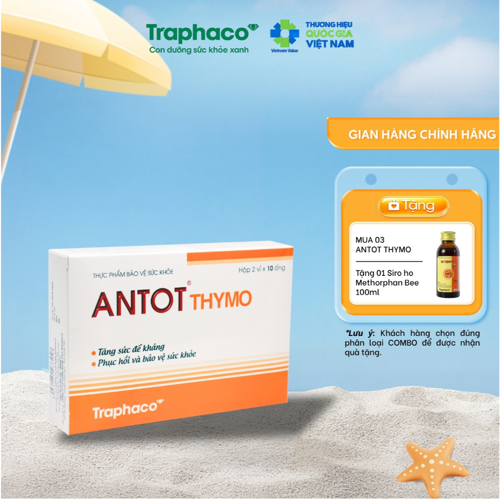 Thực Phẩm Bảo Vệ Sức Khỏe Antot Thymo Traphaco Hỗ Trợ Tăng Sức Đề Kháng Giúp Ăn Ngon Hộp 2 Vỉ x10 Ống Uống