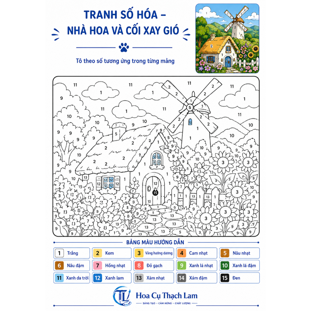 [Giấy Cao Cấp] Combo 1-3-10 Tranh Số Hóa  Phong Cảnh Tô Theo Số Kèm Preview Và Bảng Màu TL01