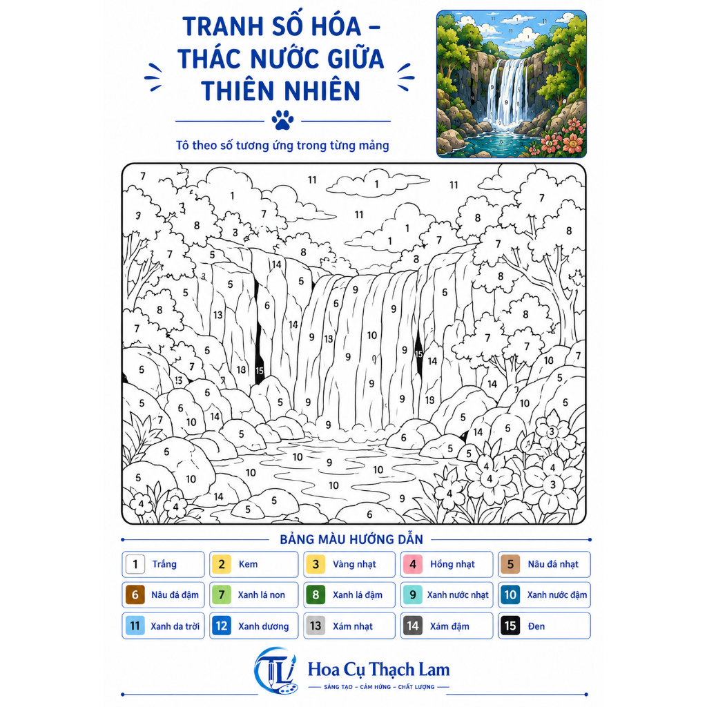 [Giấy Cao Cấp] Combo 1-3-10 Tranh Số Hóa  Phong Cảnh Tô Theo Số Kèm Preview Và Bảng Màu TL01