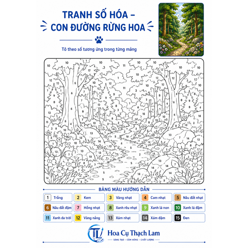 [Giấy Cao Cấp] Combo 1-3-10 Tranh Số Hóa  Phong Cảnh Tô Theo Số Kèm Preview Và Bảng Màu TL01